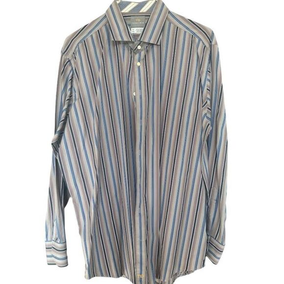 Thomas Dean - Men's Striped Button Up Dress Shirt Size XXL - Picture 2 of 6